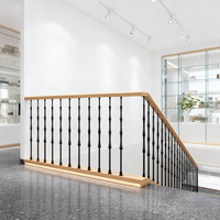 Nouveau Style Bambou Design Noir Broches En Métal Balustrade En Fer Forgé Main Courante Escaliers Garde-corps pour la Villa Appartement