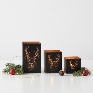 Wholesale Latest <b>Christmas</b> Decorations Metal Votive Candle Holders <b>with</b> Deer Cutout Design for Home - Product Image 2