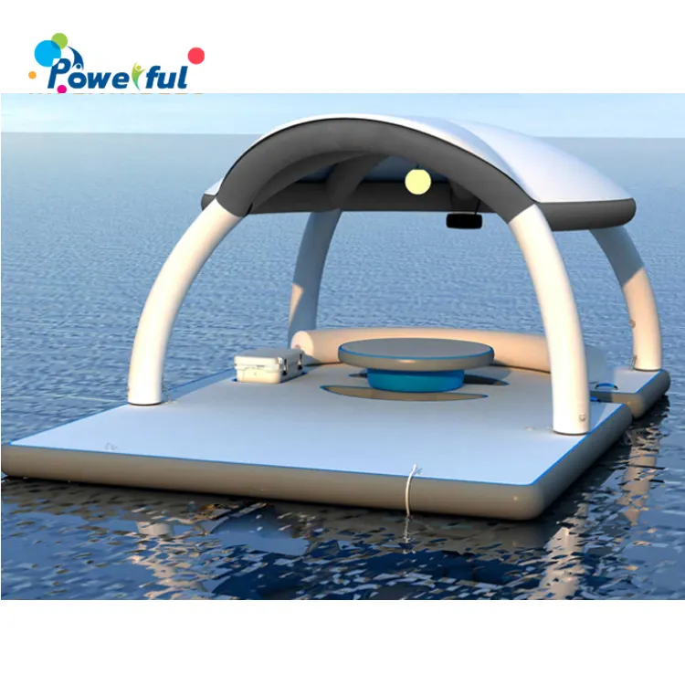 Wholesale Manufacturer Inflatable Island With Tent Roof Water Park Inflatable Floating Platform Bana Picnic Bana