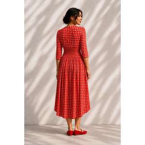 Women's Vintage Woven Cotton Plaid Maxi <b>Dress</b> | Relaxed Fit V-neck <b>with</b> <b>Pockets</b> | Contrast Color Detail for Autumn & <b>Summer</b> - Product Image 2