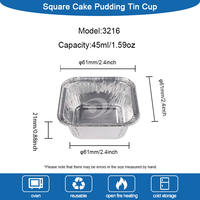 45ml Mini Carré Pudding Feuille Tin Cup Oeuf Tarte Plateau De Cuisson Jetable Feuille D'aluminium Gâteau Moule pour Four