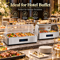 Chauffe-Plat Électrique Professionnel 9L en Acier Inoxydable avec Couvercle Roulant et Contrôle Intelligent de la Température pour Buffets et Banquets de Mariage