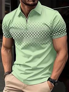 Camisa de manga corta con cremallera para hombre de alta calidad con diseño de lunares adecuado para negocios informales - Product Image 2