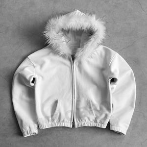 모피 탈착식 후드 빈티지 남성용 빈티지 집업 까마귀로 사용자 정의 겨울 인조 모피 까마귀 - Product Image 2