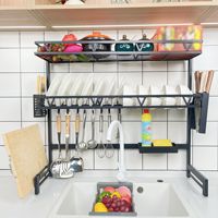 Organisateur de séchage de vaisselle compact et moderne anti-rouille pour l'évier de cuisine, rangement de la vaisselle et des ustensiles