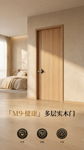 Porte en bois massif au design minimaliste, surface finie, ouverture manuelle, isolation acoustique - Product Image 2