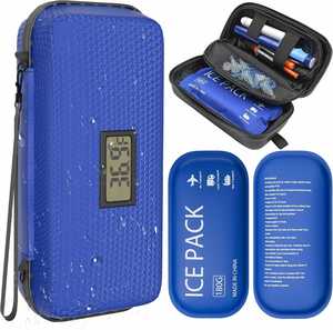 Sac isotherme de voyage pour insuline, approuvé par la TSA, avec affichage numérique de la température, 2 blocs réfrigérants inclus - Product Image 1