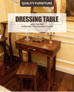 Meubles de maison en gros, <span class=keywords><strong>coiffeuse</strong></span> moderne en bois brun, ensemble de <span class=keywords><strong>coiffeuse</strong></span> avec miroir et 2 tiroirs - Product Image 3