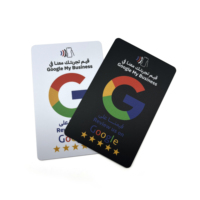 بطاقة مراجعة جوجل NTAG213/NTAG215 ذكية قابلة للطباعة NFC مخصصة بقدرة 13.56 ميجا هرتز بطاقة أعمال ذكية