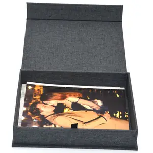 חתונה הדפסי תמונה usb מחזיק פשתן צילום בד מותאם אישית תיבת 8x10 11x14 4x6 5x7 5x5 10x10 12x12 אינץ אישית