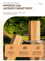 Meuble de salle de bain de luxe léger à la française, combinaison chêne et surface solide, vasque intégrée, lavabo sur pied