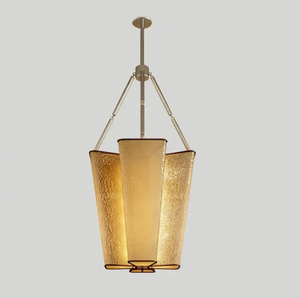 Lampada a Sospensione in Acrilico Ambrato Caldo con Finitura Martellata, Larghezza 45cm, per Illuminazione di Sale da Pranzo, Gastropub, Brasserie o Aree Bar - Product Image 1