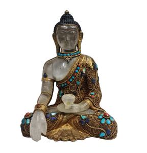 คริสตัลควอตซ์เส้นใยทองเนปาลทำด้วยมือรูปปั้นทองเหลืองรูปพระพุทธรูปรูปปั้นการตกแต่งบ้านแบบอินเดีย - Product Image 6