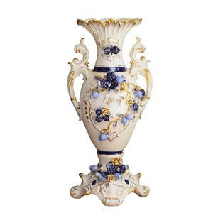 Vase mural luxueux de style nordique shabby chic, en porcelaine européenne bleu roi et blanc, décoration moderne pour mariage et anniversaire. - Product Image 5