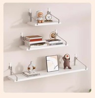 Étagères murales sans perçage 30/40/60CM en acier inoxydable et en bois pour salon, chambre, cuisine, salle de bain