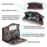 Pochette enveloppe en cuir pleine fleur véritable sur mesure pour homme, multi-compartiments, pour voyages d'affaires, compatible avec tablette 8,3 pouces