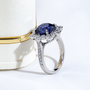 Anillo de Moda Messi Jewelry MSR-1905 PT950 con Zafiro Redondo, Anillo con Gema Azul - Product Image 4