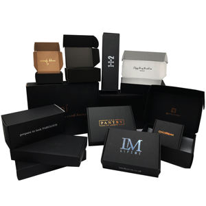 Impresión de logotipo personalizado, cajas de envío reciclables plegables negras de alta calidad, lámina dorada de laminación mate, tamaño personalizado para zapatos de juguete - Product Image 2