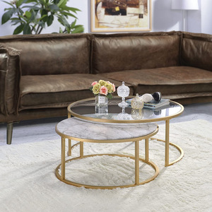 Cross-border best-selling round coffee <b>table</b>, simple home use, sofa <b>side</b> <b>table</b>, custom living room <b>glass</b> coffee <b>table</b>, light - Product Image 1