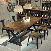WDY 2025 Nouveaux meubles de restaurant Tables et chaises de restaurant longues et épaisses en bois massif 4 places