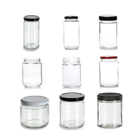 Pot en verre transparent à large ouverture pour la mise en conserve des aliments avec couvercle 120ml 200ml 250ml 375ml 500ml 1000ml Contenant de stockage
