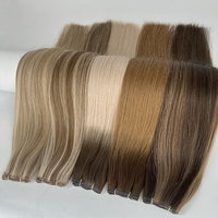 Extensions de cheveux humains vierges Remy 100% non traités, double trame, volume blond, 24 pouces, 12A, 100g, sans silicone
