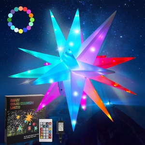 ไฟ LED อัจฉริยะ RGB รูปดาวระเบิด 3 มิติ พับได้ ควบคุมผ่านแอพ รีโมท โมราเวีย ตกแต่งถนนในวันหยุด ไฟกลางคืนคริสต์มาส - Product Image 1