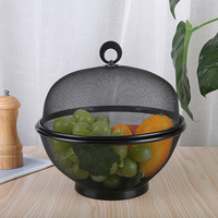 Moderne metalen fruitmand met deksel & mandje - milieuvriendelijke, vliegenvrije opbergoplossing voor fruit & groenten op het aanrecht