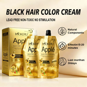 Tinte Permanente para el Cabello Negro Oscuro Extract Jet de Apple, Crema de Coloración Capilar de 500 ml * 2, Fórmula Suave <span class=keywords><strong>Sin</strong></span> Amoníaco, 100% para Cabello Gris - Product Image 2