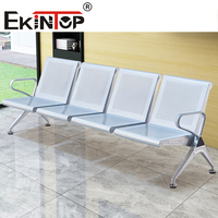 Ekintop Chaise d'attente moderne en acier chromé 3 places Station d'hôpital Réception Banc d'attente Chaise