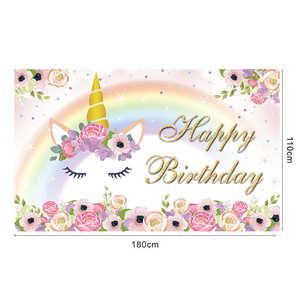 Bannière décorative pour fête d'<span class=keywords><strong>anniversaire</strong></span> de filles Licorne Bannière de fond de joyeux <span class=keywords><strong>anniversaire</strong></span> Bannière de fond de joyeux <span class=keywords><strong>anniversaire</strong></span> personnalisée - Product Image 3