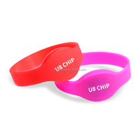 Bracelets RFID ovales en silicone écologique imperméable 13,56 MHz HF, bracelet fixe pour poignet, diamètre 60 mm 65 mm, pour station balnéaire, station de spa