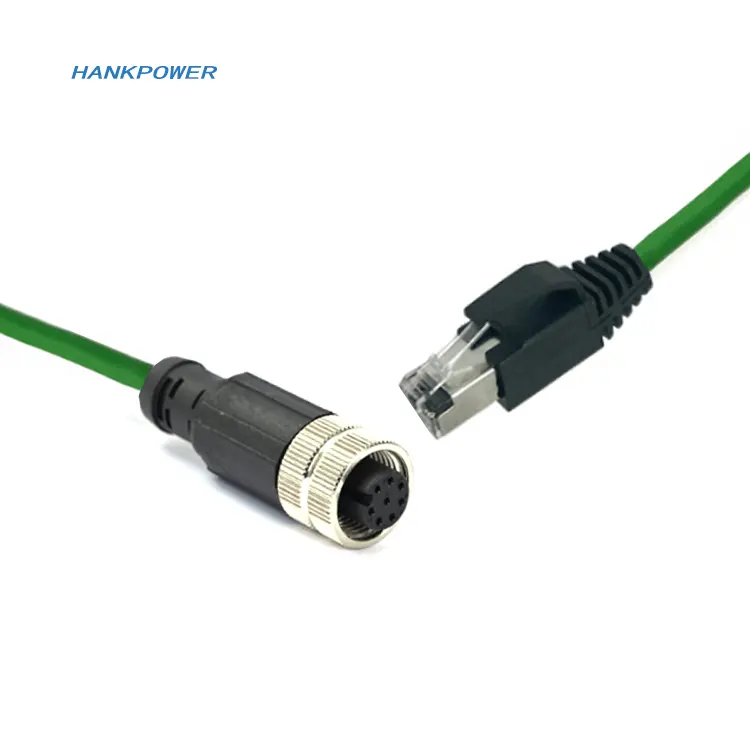 IP67 À Prova D' Água M12 4pin 8pin Para Cabo RJ45 Conector CAT5 CAT6 CAT6e Cabo De Transmissão De Sinal Alto Industrial