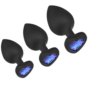 Kişiselleştirilmiş Kalp Şeklinde Silikon Anal <span class=keywords><strong>Plug</strong></span> Mücevherli Popo Fişi Erkekler ve Kadınlar için Üç Farklı Boyutta Set - Product Image 1