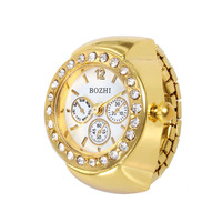 Montre à doigt BOZHI en gros avec strass, chiffres arabes, cadran floral, bijoux en cristal pour femmes et filles, idéal pour les cadeaux