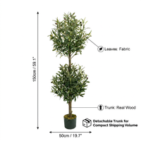Vente en gros usine : Arbre d'olivier artificiel de 150 cm (5 pieds) avec tronc en bois véritable, faux olivier en pot, aspect naturel pour la décoration de la maison et du bureau