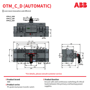 A-BB OTM_C_D (Type Automatique) Commutateur de Transfert à Double Alimentation de Classe PC OTM32F4C20D380C 10141159 en Stock - Product Image 3