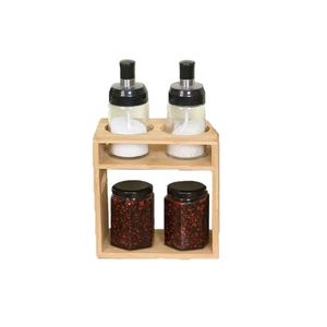 Bamboo Multifunctional Storage <b>Rack</b> 2 Tier Desktop Organizer <b>For</b> Kitchen <b>Spice</b> <b>Jars</b> And Bottles - Product Image 3