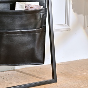 Espejo con marco de metal negro rectangular de longitud completa para decoración del hogar INNOVA con Revistero de cuero - Product Image 6