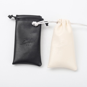 <b>Custom</b> Emboss Logo Leather Gift Jewelry <b>Lipstick</b> Pouch Drawstring Sunglasses Leather Bag - Product Image 4