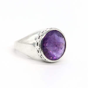 Bague en argent sterling 925 pour femme, améthyste, pierres précieuses naturelles, bijoux faits à la main, minimaliste, simple, classique, bague en pierre naturelle - Product Image 1