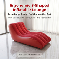 Canapé gonflable moderne et durable en forme de S avec pompe à air intégrée, chaise longue pliable floquée pour l'école et le parc