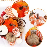 Ensemble de citrouilles artificielles, 12 pièces, faites à la main, imprimées en 4 couleurs, décorations variées, Pâques, Halloween, Thanksgiving, Noël