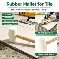 Maillet en caoutchouc durable avec manche en bois, marteau souple anti-rayures pour la pose de carreaux de céramique