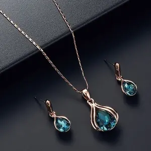 ShangJie OEM 2022, оптовая продажа, синее зеленое ожерелье, серьги, комплект ювелирных изделий для женщин