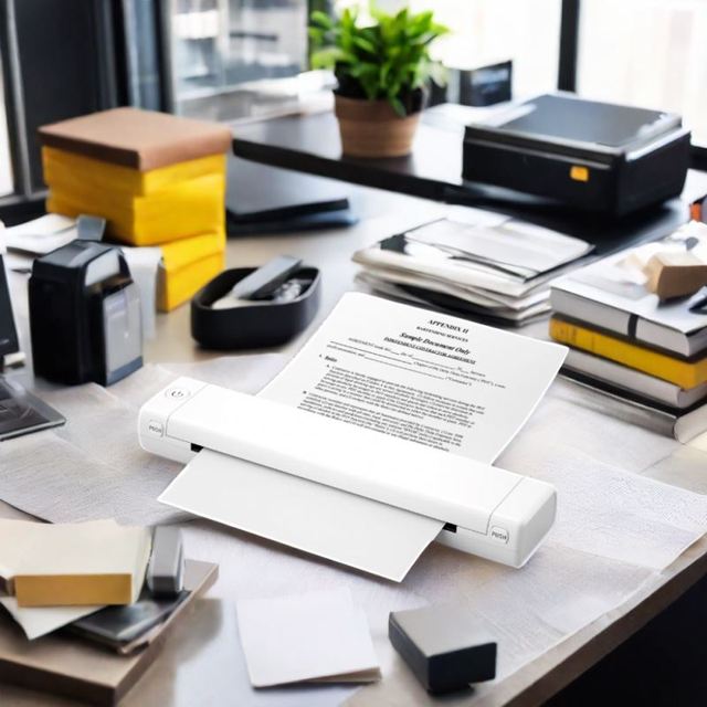 Inkless Portable A4 Thermal Printer Bundle with 8.27"x11.69" Paper Wireless Mobile Printing Machine for Business Travel Office