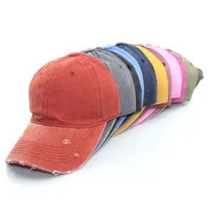 Özel boş spor kapaklar düz ucuz baba yıkanmış şapkalar yıpranmış yapısız sıkıntılı beyzbol şapkası
