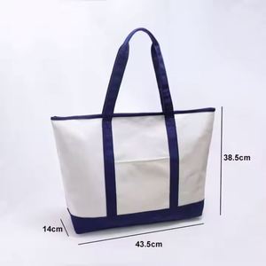 DIY Large Capacity <b>Canvas</b> <b>Tote</b> Bag Custom Logo Blue Vintage Fashion Style for Ladies-Portable Shopping & Travel Organizer Summer - Product Image 6