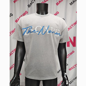 เสื้อยืดผ้าฝ้าย100โอเวอร์ไซส์สำหรับผู้ชายเสื้อยืดวินเทจแบบครอปโอเวอร์ไซส์ลายกราฟิกพลอยเทียม - Product Image 1