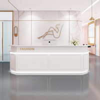 Comptoir d'accueil moderne et minimaliste pour salons de beauté, magasins de vêtements, établissements d'enseignement ; Finition peinture cuite de luxe léger